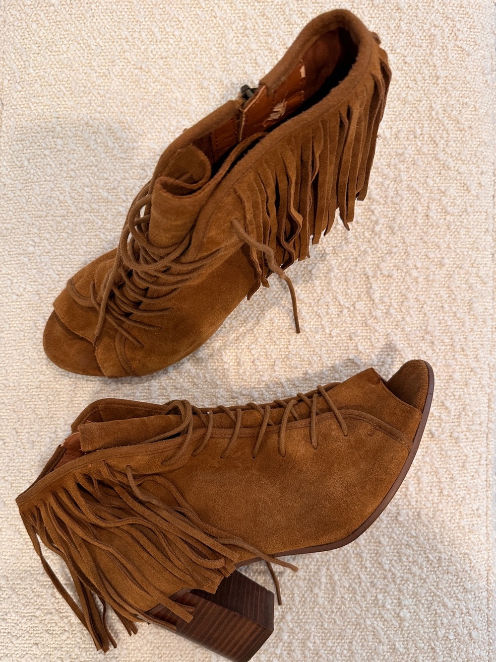 Steve Madden Brown Suede Fringe Lace-Up Ankle Boots l Women’s Size 11